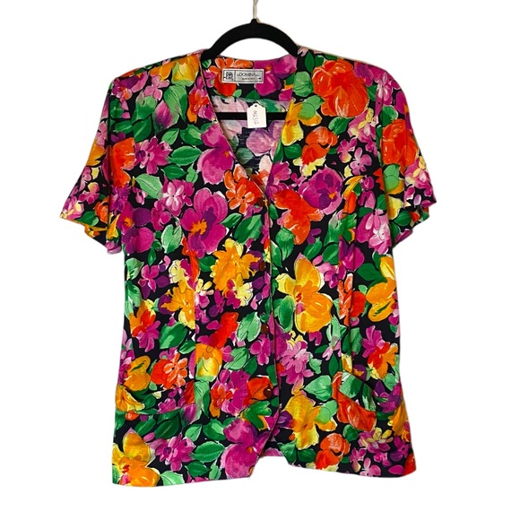 COPY - 80s Floral Short Sleeve Button Down - Picture 2 of 11